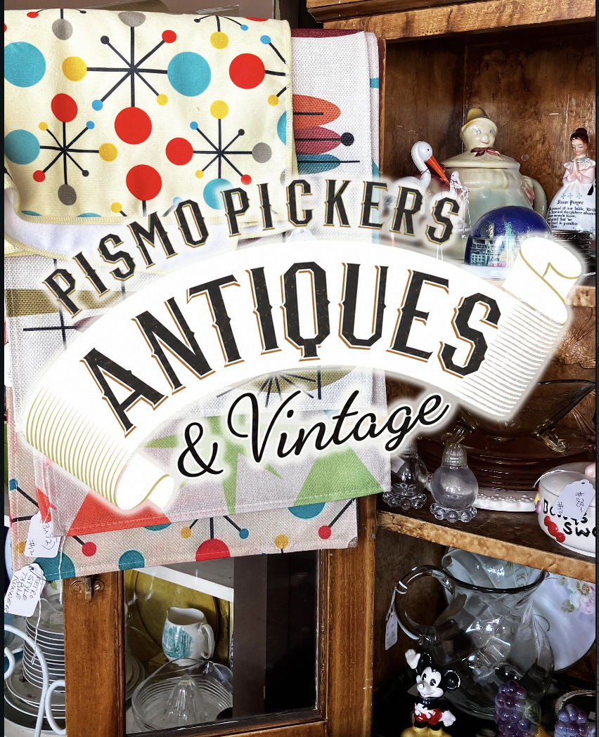 Pismo Pickers Antiques & Vintage shop display with colorful mid-century decor
